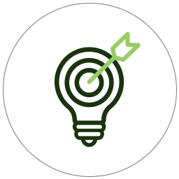 A lightbulb that looks like a target with an arrow at the center